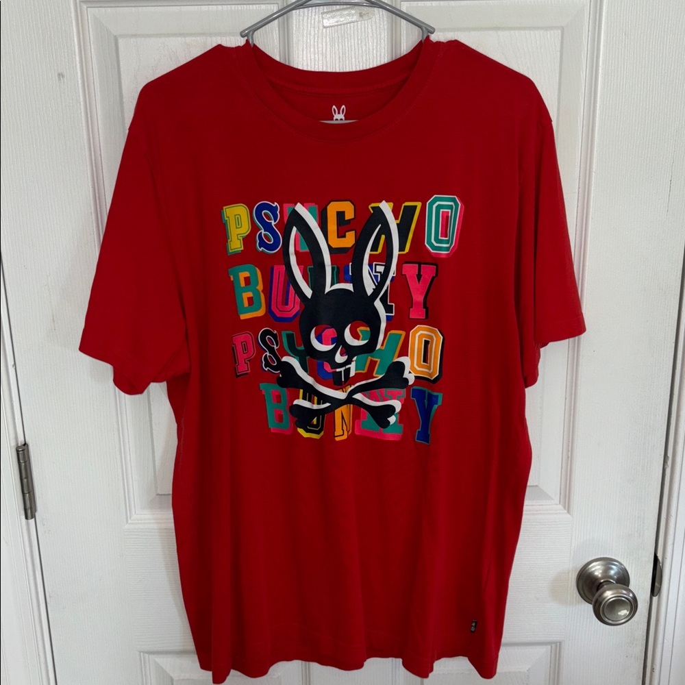 Psycho Bunny Multicolor Logo Red Tee